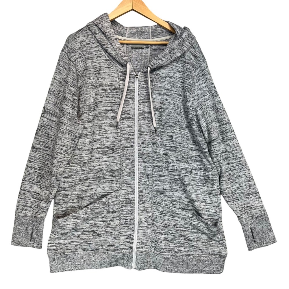 Athleta Gray Zip Up Hoodie Space Dye Lightweight Activewear Womens XL‎